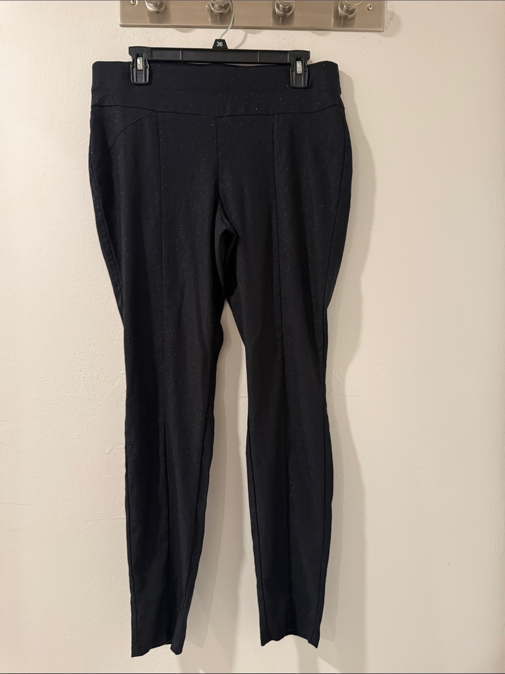 Simply Vera Vera Wang Black Sparkle Skinny Pants Size L Pull On